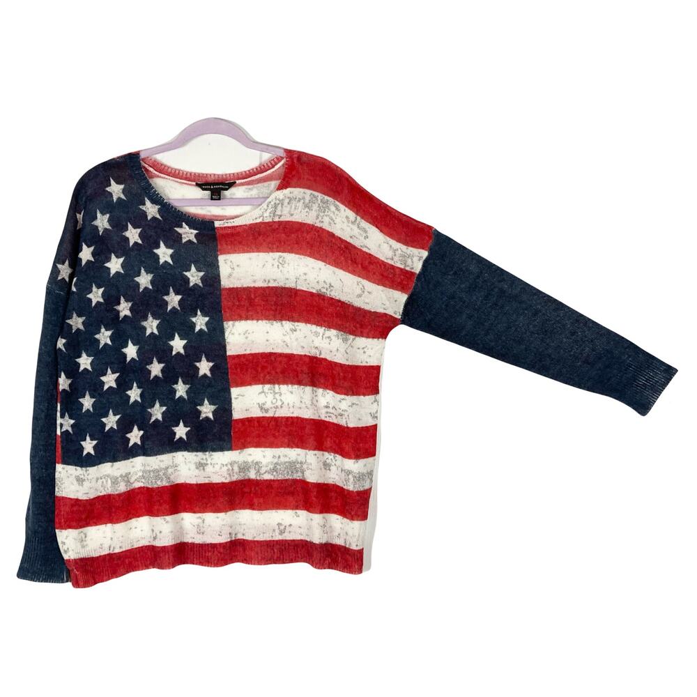 NWOT ROCK & REPUBLIC Sweater XL American USA Flag Crewneck Long Sleeve Acrylic - Picture 3 of 11